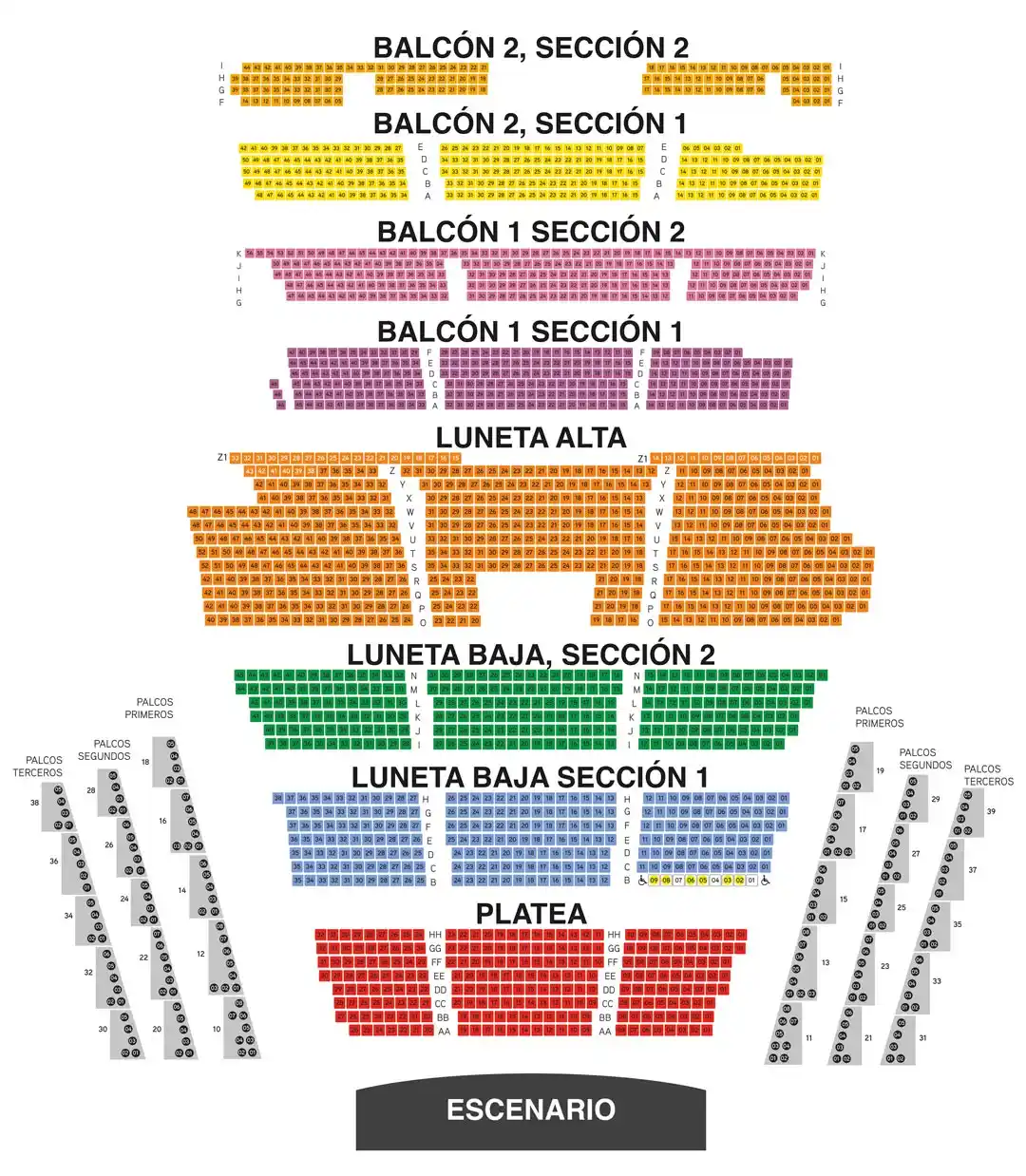 Mapa de localidades Teatro Diana